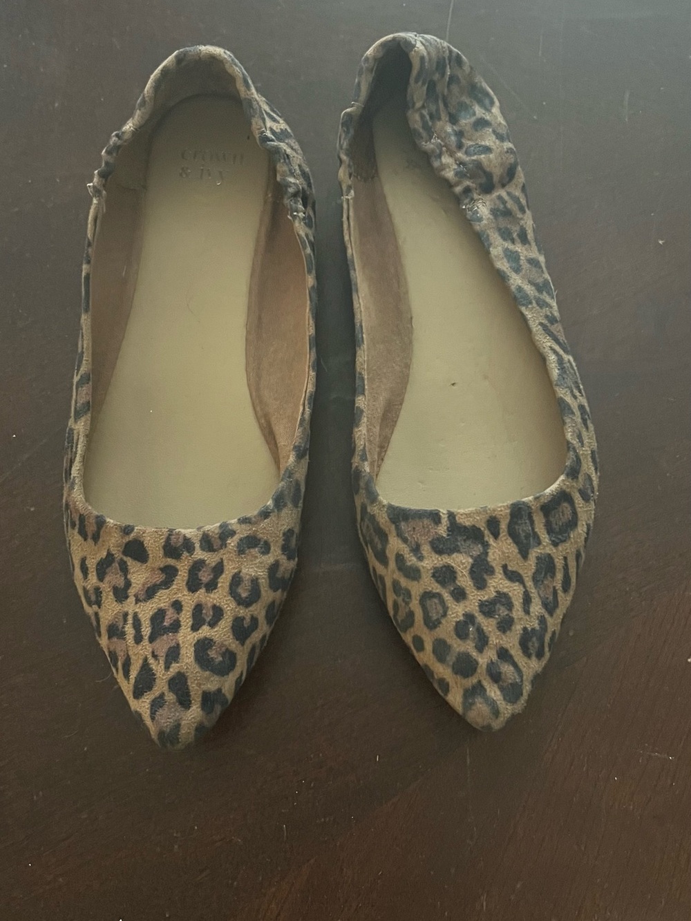 Crown and Ivy Leopard Print Pointed Toe Ballet Flats - Women